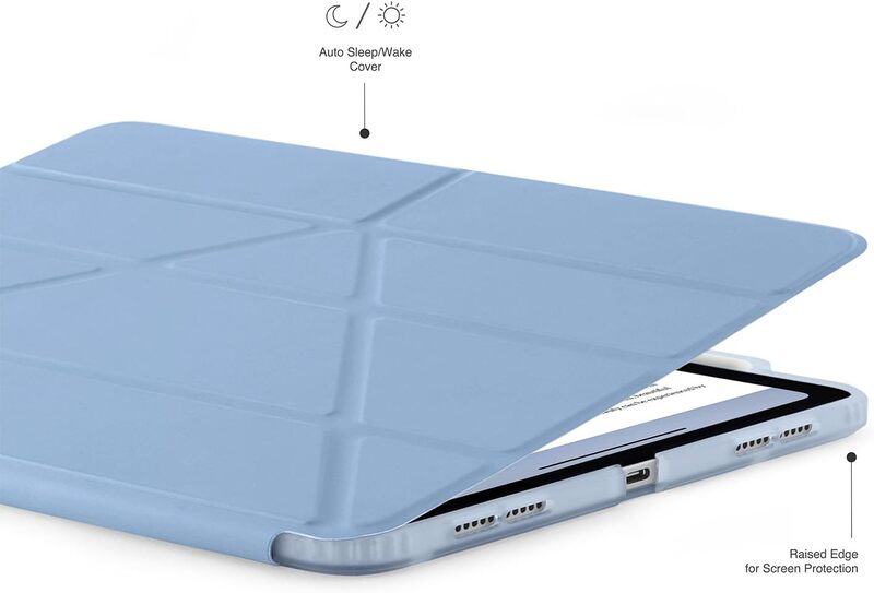 Pipetto Origami No3 Pencil Case for Apple iPad AIR 13 inch case (2024) M2 Smart Cover with 5 in 1 stand - Light Blue